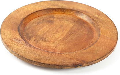 Alpha Living Home Wood Charger Plate Set of 2 - Round Serving Platters Rustic Chargers for Home Décor Charcuterie Appetizer & Dining - Hardwood Platter Handcrafted Versatile Durable 13 inch (Brown)