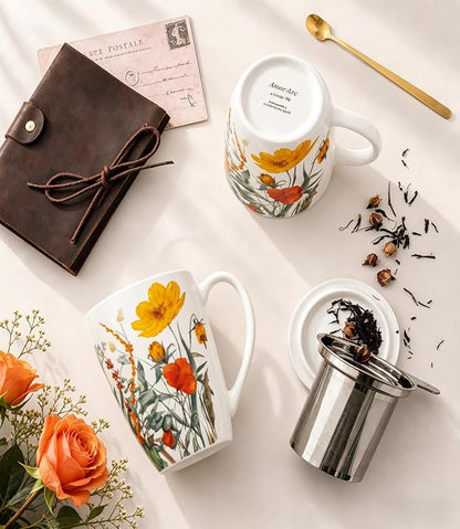 AmorArc Tea Cup With Infuser and Lid, 18oz Loose Leaf Tea Mug With Steeper | - Image 6