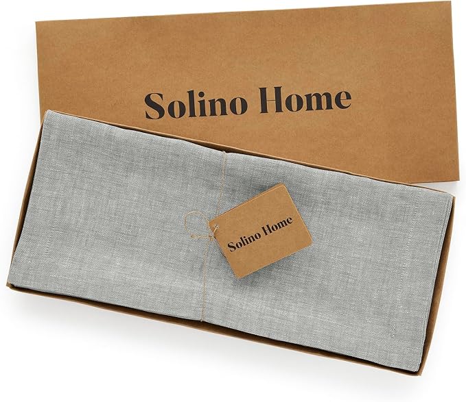 Solino Home 100% Pure Linen Table Runner Chambray Grey, Athena 14 x 36 in | - Image 6
