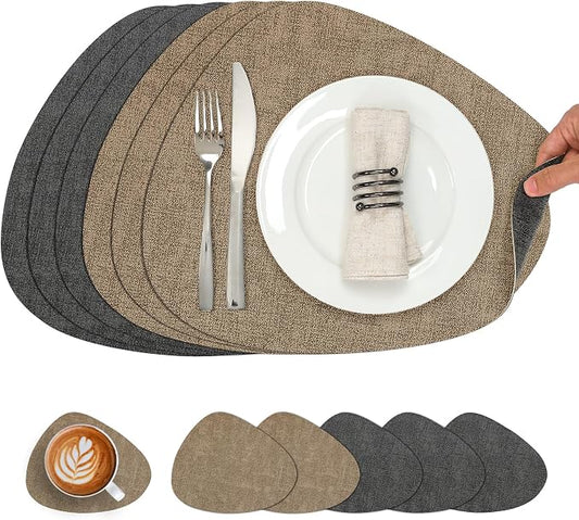 Faux Leather Placemats Set of 6, Dual Sided by Chitomars