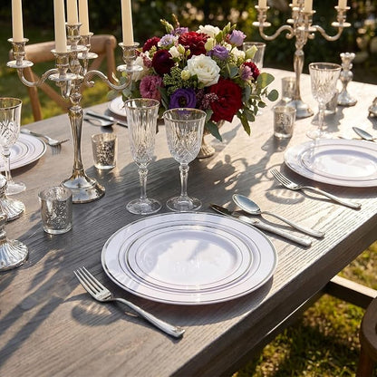 102 Pcs Silver Plastic Plates, Premium Silver Disposable Plates | Plastic - Image 8