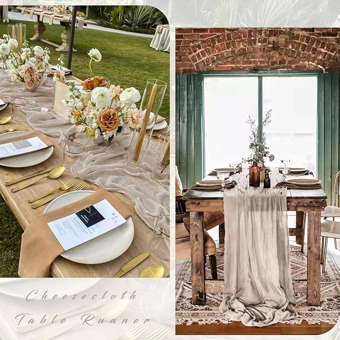 12 Pcs Cheesecloth Table Runner 10FT Rose Brown Runner - Image 5