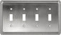Henne Bery Rope Edge Decorative Wall Plate Switch Plate Outlet Cover (Quad Toggle, Heirloom Silver)