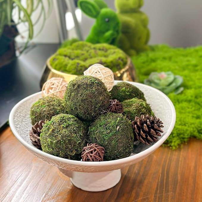 NAHARO New Moss Bowl, Handmade Cement Bowl–Artificial Moss Centerpiece - Image 7