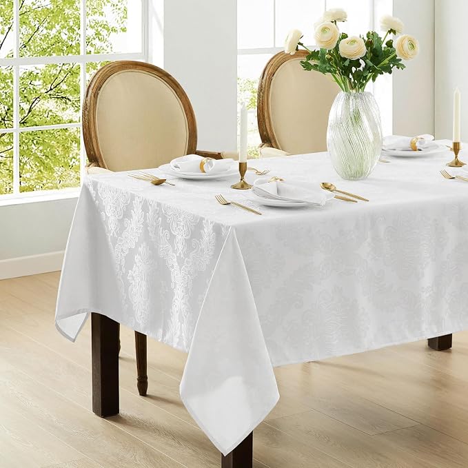 Newbridge Barcelona Luxury Damask Fabric Tablecloth, 52” Wide x 52” Square - Image 6