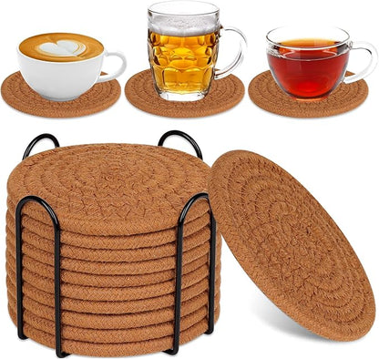 10 Pack Drink Coasters with Holder, Absorbent Coasters by Mckanti