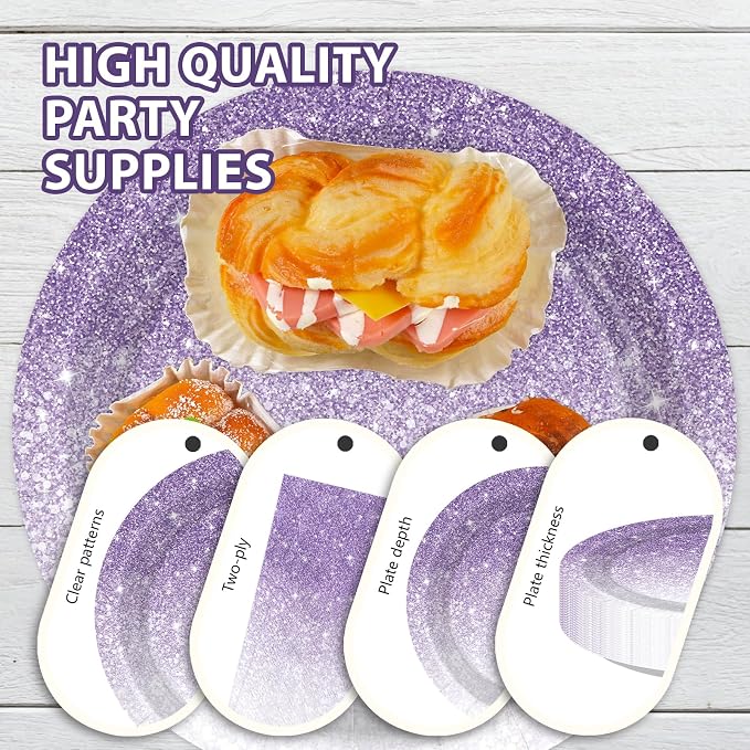 250Pcs Ombre Gradient Purple Birthday Party Decorations Serves 50 | Purple - Image 4
