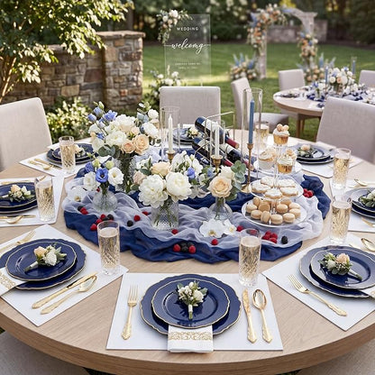 KIRE 210Pcs Navy Blue Plastic Plates - Image 2