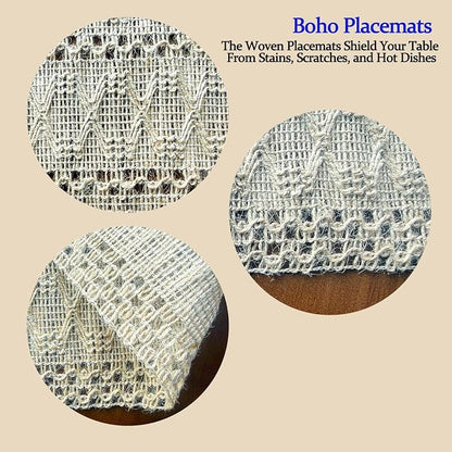 Burlap Placemats Set of 6, 12x18 Inch Natural Cotton Jute and Kitchen Woven - Image 6