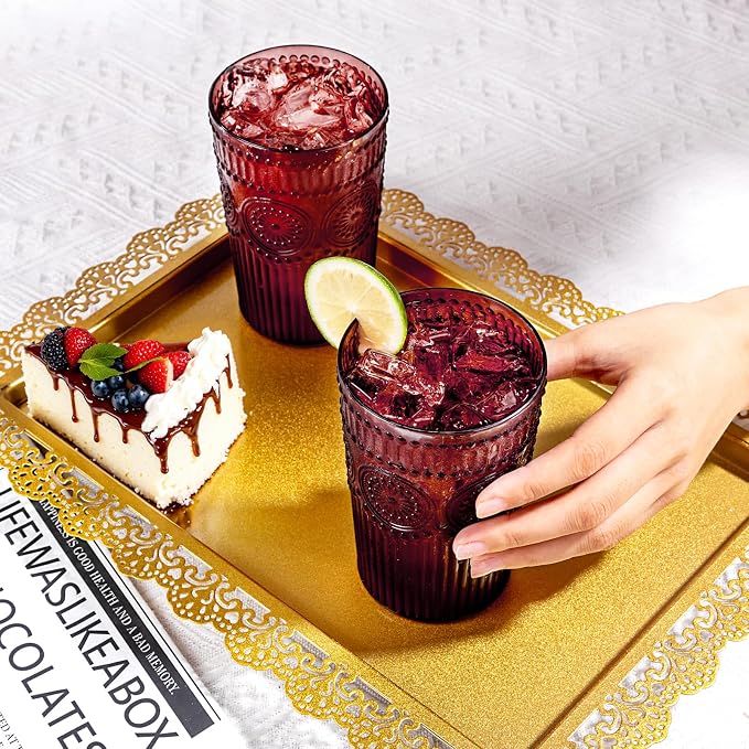 Ciaell 12 Pack Burgundy Plastic Water Glasses - Image 5