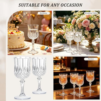 7OZ Plastic Wine Glasses, Reusable Vintage Goblets Unbreakable Drinking Glasses - Image 6
