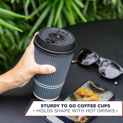 Disposable Coffee Cups With Lids - 12 oz To Go Coffee Cup With Lid. Durable - Image 6