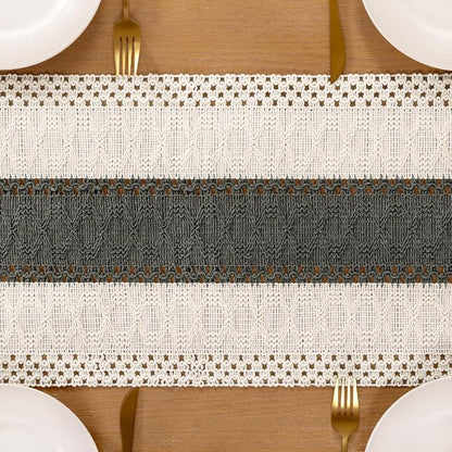 Boho Table Runner Summer Farmhouse Rustic Dining Dresser Scarf Home Decor | - Image 4