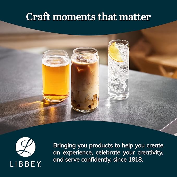 Libbey Classic Can XL Set of Drinking Glasses, Iced Coffee Cups Set of 4 - Image 6