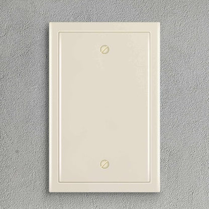 Henne Bery Modern Edge Decorative Wall Plate Switch Plate Outlet Cover, Durable Solid Zinc Alloy (Single Blank 2PK, Light Almond)
