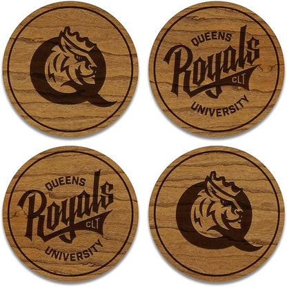 LazerEdge Queens Royals Wooden Coaster Set - Cherry Wood - Officially Licensed Product - 4-Pack