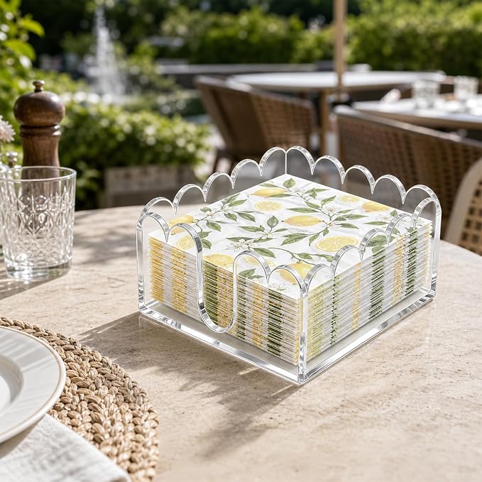 Clear Scalloped Acrylic Napkin Holder - Image 4