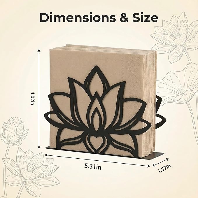 2Pack Lotus Napkin Holder for Table, Modern Metal Black Napkin Holders for - Image 4