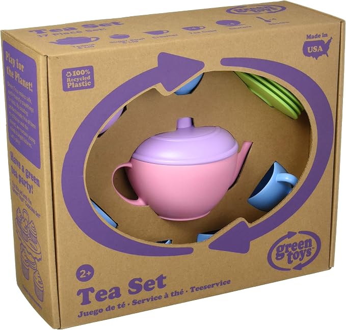Green Toys Tea Set, Motor Skills, Language & Communication Kids Role Play Toy. - Image 3