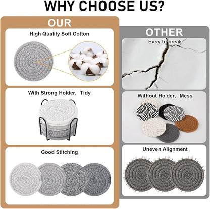 OIAHOMY 8 Pcs Coasters with Holder - Image 3