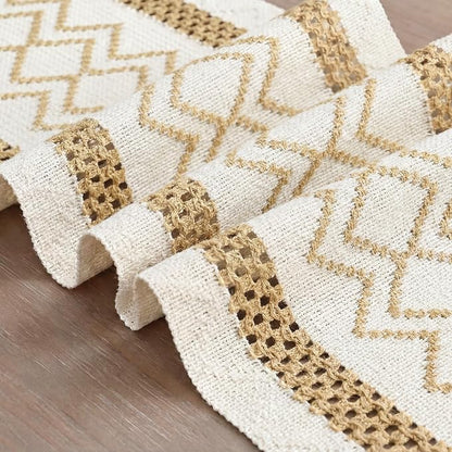 Artoid Mode Burlap Brown Stripe Diamond Woven Table Runner 12x48 Inch | Holiday - Image 6