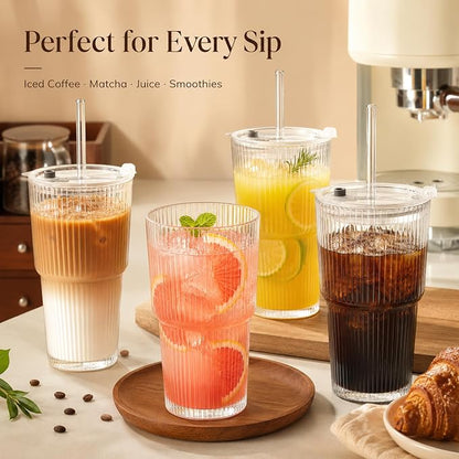 Haundry 20oz Ribbed Glass Cups - Image 5
