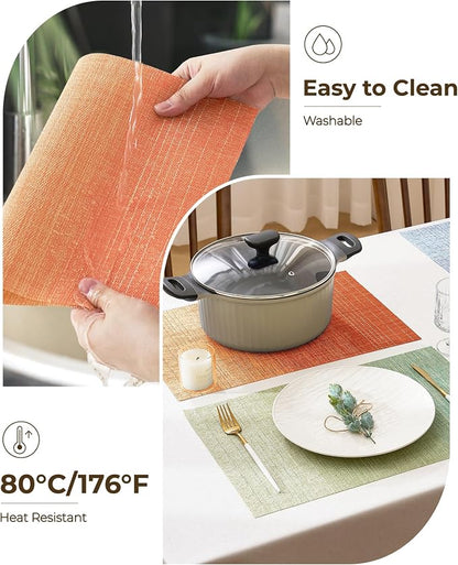 Leetaltree Gradient Burnt Orange Woven Placemats Set of 8 - Image 5