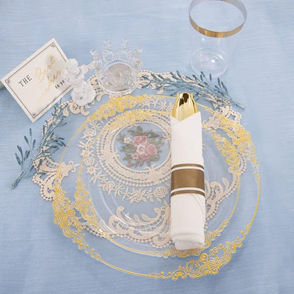 175pcs Clear and Gold Plastic Plates - Image 5