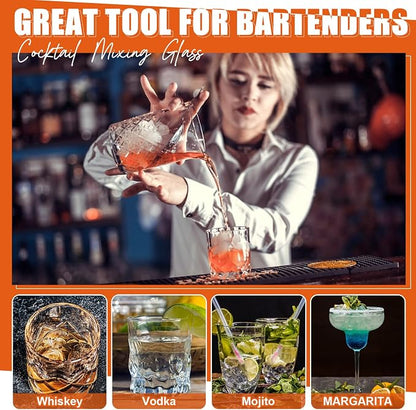 4 Pcs Cocktail Mixing Glass 24 oz Crystal Stirring Glass Thick Bottom Seamless - Image 4