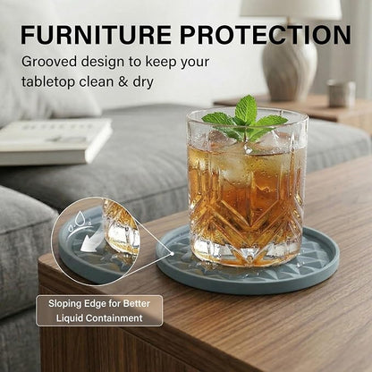 Silicone Drink Coasters Set of 6, Desk Cup Coaster | Prevents - Image 4