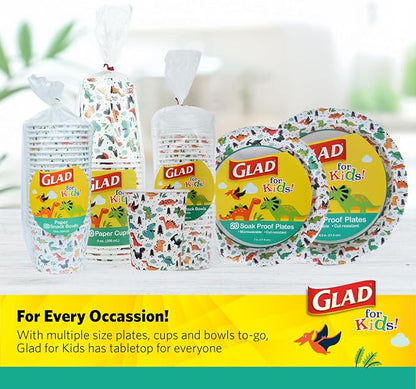 Glad for Kids Mini Disposable Paper Bowls, 6 Oz, colorful dino design, no lids - Image 6