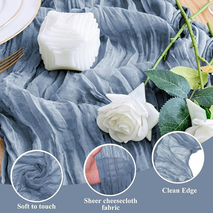 Cheesecloth Table Runner Dusty Blue 10FT Boho Gauze, 2 Pack | 120 Inch Cheese - Image 3