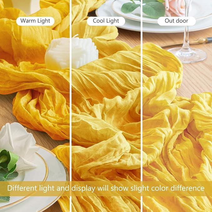 Cheesecloth Table Runner Gold 10FT Boho Gauze Runner - Image 7