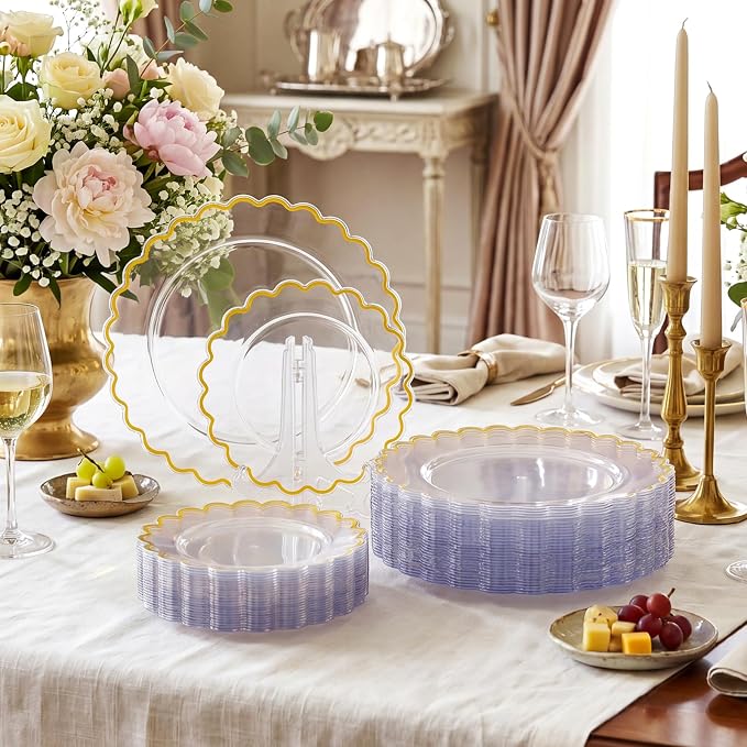 LIYH 100 Pcs Heavy Duty Clear Plastic Plates - Image 4