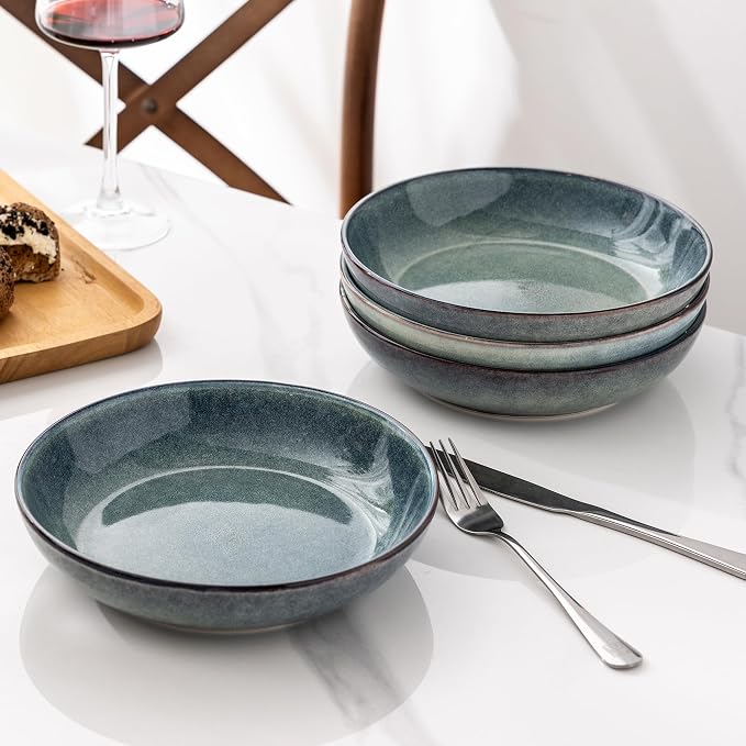 AmorArc 8.5’’ Ceramic Pasta Bowls Set of 4, 36oz Large Stoneware Bowls Set | - Image 8