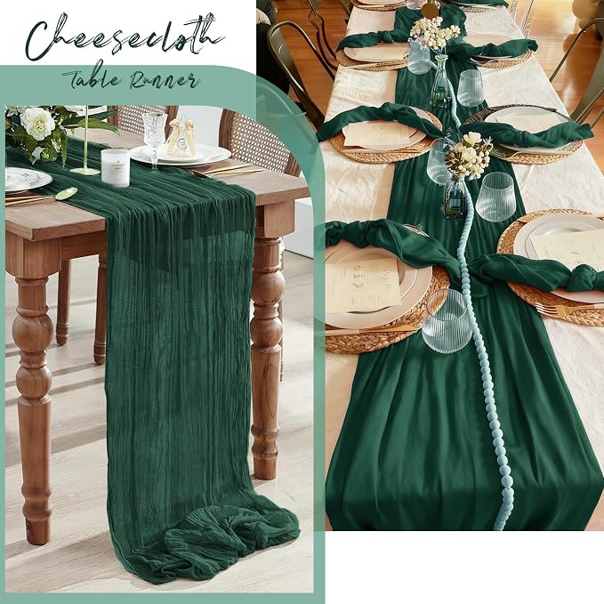 6 Pack Emerald Green Cheesecloth Table Runner, 17 x 108 Inch, Gauze Cheese - Image 7