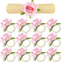 Chengu 12 Pcs Pink Floral Napkin Rings Summer Handcraft Flower Napkin Rings by CHENGU