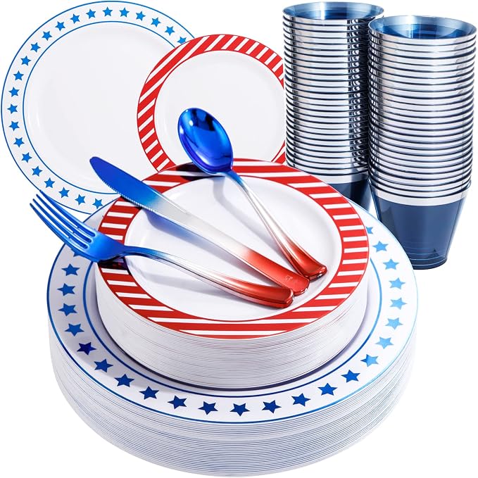 LIYH 180 Pcs 4th of July Plates by LIYHLoveinyourheart