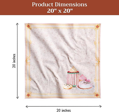 Maison d' Hermine Napkins 100% Combed Cotton Premium Set of 4 Decorative Cloth Napkin Washable Dinner Napkins for Holiday, Dinner, Wedding, Restaurant & Dining - Pastries (20”x20”)