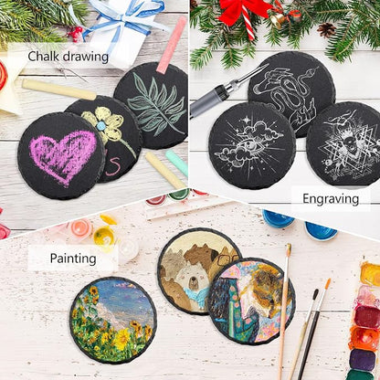 68 Pcs 4 Inch Round Black Slate Coasters Bulk - Image 6
