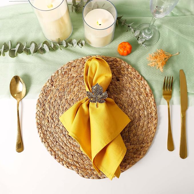 wonlex Thanksgiving Napkin Rings Set of 6, Brass Maple Leaf Napkin Rings Holder - Image 2
