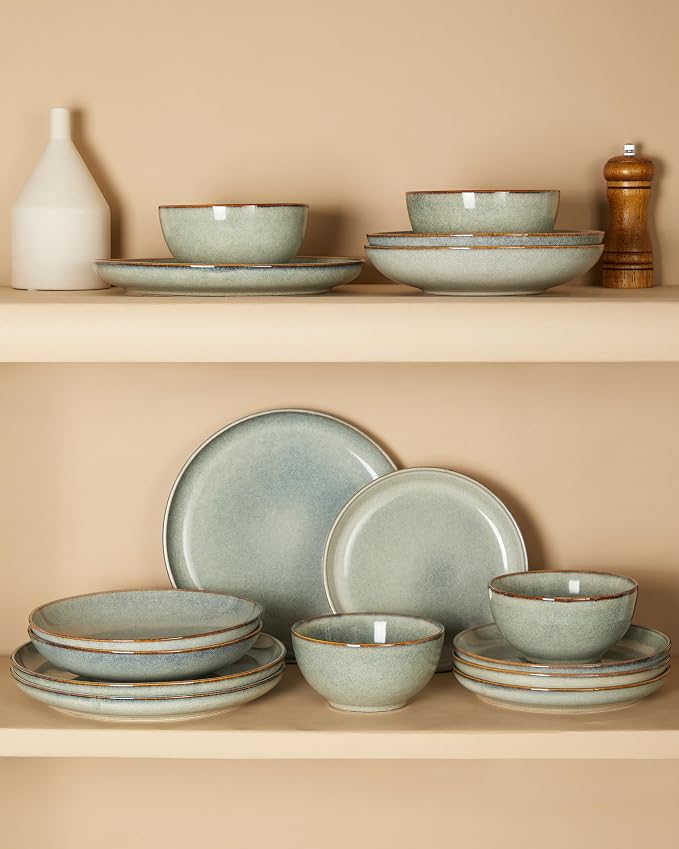 Stoneware Dinnerware Sets for 6, 18 Pieces Ceramic Plates and Bowls Sets - Image 5