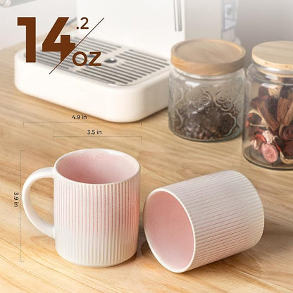 theterra Ceramic Coffee Mugs Set of 6, 14.2 oz Coffee Cups - Image 2