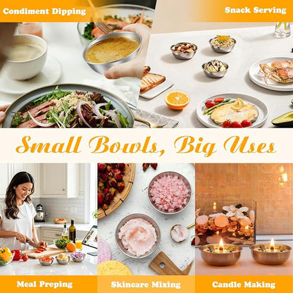 LIEMAND Stainless Steel Small Dipping Bowls, Round Small Bowls, - Image 4