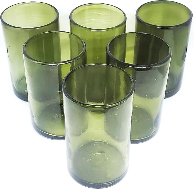 Solid Olive Green 14 oz Drinking Glasses, Recycled Glass, Toxin-Free - Image 7