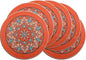 PIGCHCY Rubber Boho Placemats Set of 6, 15" Round Heat Resistant Placemat, Waterproof Washable Table Mats for Dining Table Decoration (Orange)