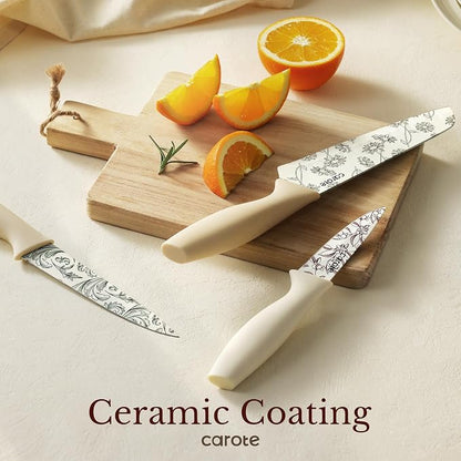 CAROTE Kitchen Knife Set, 6 Floral Knives - Image 5