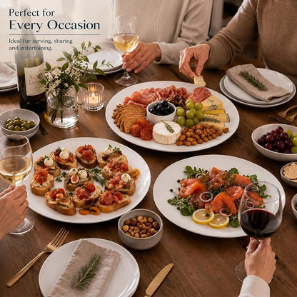 Serving Platters Set of 4, 12 Inch White Ceramic Serving Plates, Round Platters - Image 7