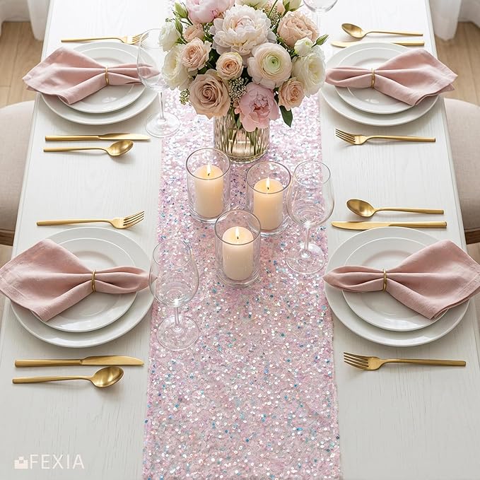 Pink Table Runner 12x72 Inches Table Decor - Image 6