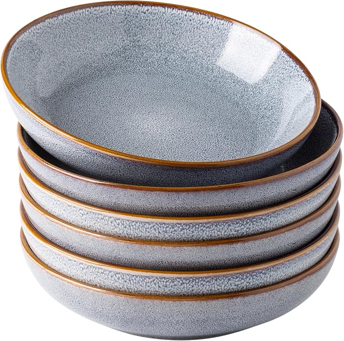 AmorArc 8.5'' Large Pasta Bowls, 36oz Ceramic Salad Serving Bowls Set of 6 by AmorArc